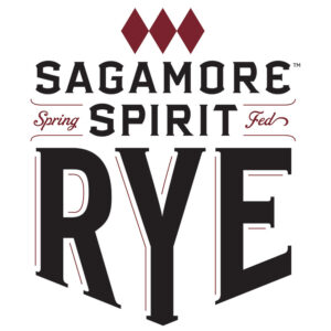 Sagamore Spirit Rye whiskey branding with red diamond icon